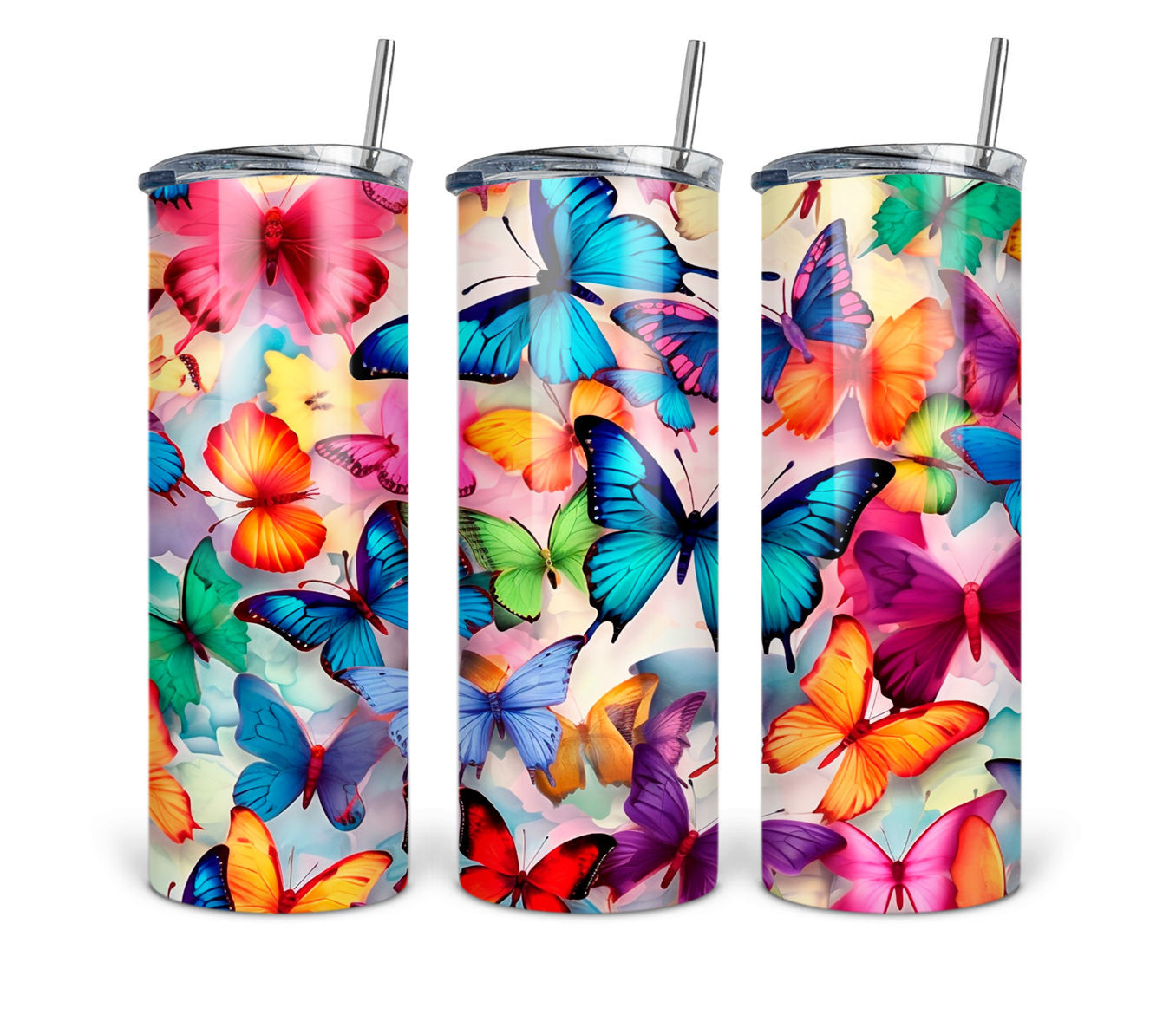 20oz butterfly skinny tumbler